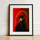 Serafina - Lesbian Witch Art Print / Canvas Black-framed Stylized Portrait Woman Black Attire, Prints