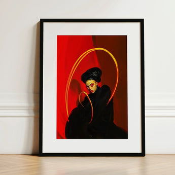 Serafina - Lesbian Witch Art Print / Canvas Black-framed Stylized Portrait Woman Black Attire, Prints