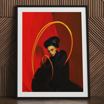 Serafina - Lesbian Witch Art Print / Canvas Black Gold Framed Poster Abstract Design Woman Dark, Prints