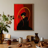 Serafina - Lesbian Witch Art Print / Canvas Framed Artwork Stylized Portrait Woman Black Bold Red Lesbian Witch Art, Art Print,
