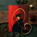 Serafina - Lesbian Witch Art Print / Canvas Red Black Illustrated Figure Golden Rings, Prints