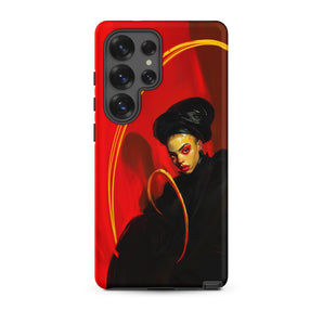 Serafina - Lesbian Witch Samsung Case, Galaxy S25 Ultra / Matte, Vibrant Red Phone Case Stylized Portrait Woman Black
