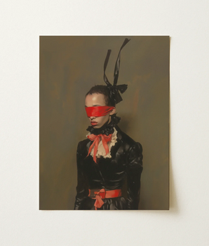 Serving - Neo-victorian Gay Maid Bdsm Art Print / Canvas Black Red Portrait Figure Glossy Attire Bold