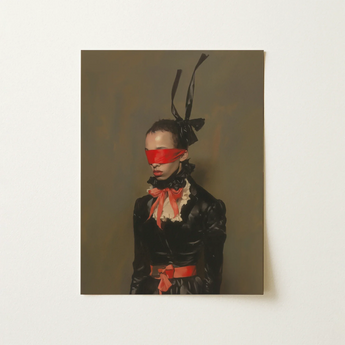 Serving - Neo-victorian Gay Maid Bdsm Art Print / Canvas Black Red Portrait Figure Glossy Attire Bold