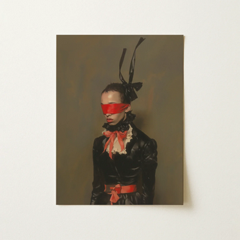Serving - Neo-victorian Gay Maid Bdsm Art Print / Canvas Black Red Portrait Figure Glossy Attire Bold
