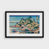 Sesshu Ajigawaguchi Tenposan - Hokusai Ukiyo-e Art Print / Canvas Framed Japanese Woodblock Coastal Landscape Cherry Blossoms, Hokusai’s,