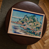 Sesshu Ajigawaguchi Tenposan - Hokusai Ukiyo-e Art Print / Canvas Framed Japanese Woodblock Print Coastal Landscape Vibrant Blues Sesshu