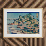 Sesshu Ajigawaguchi Tenposan - Hokusai Ukiyo-e Art Print / Canvas Framed Japanese Woodblock Serene Coastal Landscape Cherry, Hokusai’s,