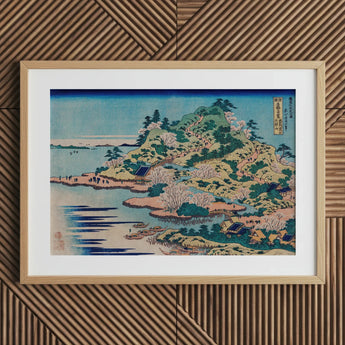 Sesshu Ajigawaguchi Tenposan - Hokusai Ukiyo-e Art Print / Canvas Framed Japanese Woodblock Serene Coastal Landscape Cherry, Hokusai’s,