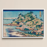 Sesshu Ajigawaguchi Tenposan - Hokusai Ukiyo-e Art Print / Canvas Framed Japanese Woodblock Print Serene Coastal Landscape Cherry Sesshu