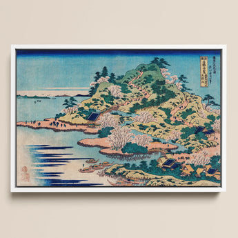 Sesshu Ajigawaguchi Tenposan - Hokusai Ukiyo-e Art Print / Canvas Framed Japanese Woodblock Serene Coastal Landscape Cherry, Hokusai’s,