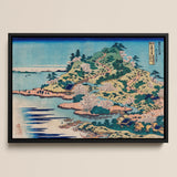 Sesshu Ajigawaguchi Tenposan - Hokusai Ukiyo-e Art Print / Canvas Framed Print Traditional Japanese Woodblock Landscape Cherry Blossoms
