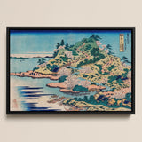 Sesshu Ajigawaguchi Tenposan - Hokusai Ukiyo-e Art Print / Canvas Framed Traditional Japanese Woodblock Landscape Cherry Blossoms,