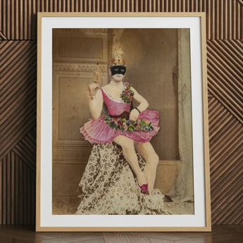 Sexualis - Richard Freiherr Von Krafft-ebing Art Print / Canvas Framed Portrait Masked Ballerina Ornate Pink Cream Costume Raspberry-pink