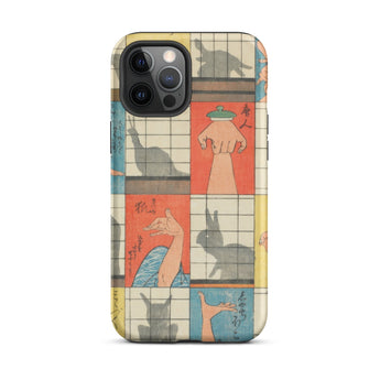 Shadow Figures - Utagawa Hiroshige Phone Case Iphone 12 Pro Max / Matte Vibrant Vintage-inspired Grid Illustrated Hands Animal Hiroshige’s,