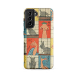 Shadow Figures - Utagawa Hiroshige Phone Case Samsung Galaxy S21 Fe / Matte Vibrant Vintage-inspired Grid Colorful Japanese Woodblock