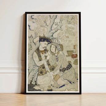 Shah Abbas and His Page - Muhammad Qasim Musavvir Art Print / Canvas Black-framed Artwork Traditional Persian-style Illustration Two
