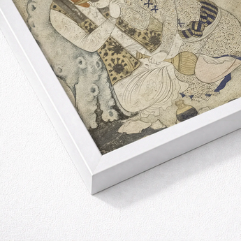 Shah Abbas and His Page - Muhammad Qasim Musavvir Art Print / Canvas Framed Artwork Intricately Detailed Illustration Figure Traditional