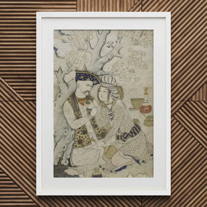 Shah Abbas and His Page - Muhammad Qasim Musavvir kunstprint / Canvas, 20x30’’ / 51x76cm / Wit frame / Passe-partout, posters, prints & visual