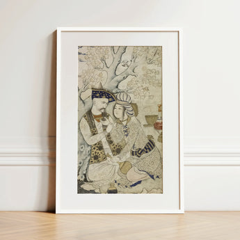 Shah Abbas and His Page - Muhammad Qasim Musavvir Art Print / Canvas, 12x18’’ / 31x46cm / White Frame / Matboard, Posters Prints & Visual