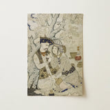 Shah Abbas and His Page - Muhammad Qasim Musavvir Art Print / Canvas Antique-style Illustrated Two Figures Traditional Attire Seated, Prints