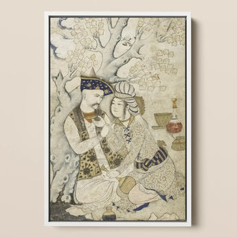 Shah Abbas and His Page - Muhammad Qasim Musavvir Art Print / Canvas Framed Persian Miniature Painting Man Woman Ornate Traditional, Prints