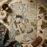 Shah Abbas and His Page - Muhammad Qasim Musavvir Art Print / Canvas Intricately Detailed Vintage-style Illustration Man Woman Traditional