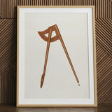 Shaker Compass - Richard Barnett Decorative Art Print / Canvas Framed Illustration Wooden Two Long Legs Adjustable Barnett’s Mesmerizing,