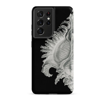 Shell - Ernst Haeckel Black & White Sea Life Phone Case Samsung Galaxy S21 Ultra / Matte Black Phone Case Detailed Silver-gray Illustration