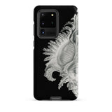 Shell - Ernst Haeckel Black & White Sea Life Phone Case Samsung Galaxy S20 Ultra / Matte Black Phone Case Detailed Silver-gray Illustration