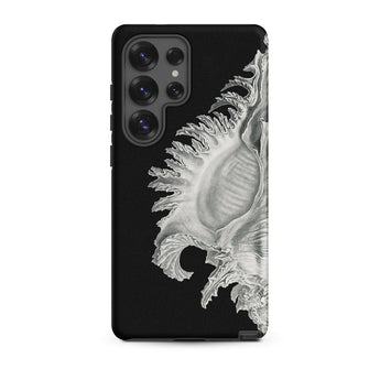 Shell - Ernst Haeckel Black & White Sea Life Phone Case Samsung Galaxy S25 Ultra / Matte Black Phone Case Detailed Silver-toned