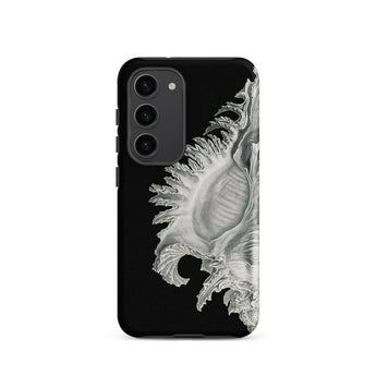 Shell - Ernst Haeckel Black & White Sea Life Phone Case Samsung Galaxy S23 / Matte Black Phone Case Detailed Silver-toned Illustration