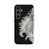 Shell - Ernst Haeckel Black & White Sea Life Phone Case Samsung Galaxy S24 Plus / Matte Black Phone Case Detailed Silver-toned Illustration