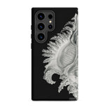 Shell - Ernst Haeckel Black & White Sea Life Phone Case Samsung Galaxy S24 Ultra / Matte Black Phone Case Detailed Silver-toned
