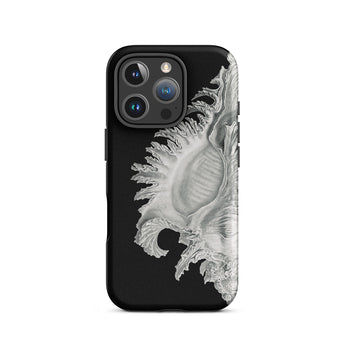 Shell - Ernst Haeckel Black & White Sea Life Phone Case Iphone 16 Pro / Matte Black Phone Case Seashell Design Ernst Haeckel Shell, Black,