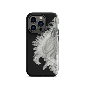 Shell - Ernst Haeckel Black & White Sea Life Phone Case Iphone 14 Pro / Matte Black Phone Case Seashell Design Ernst Haeckel Shell, Black,