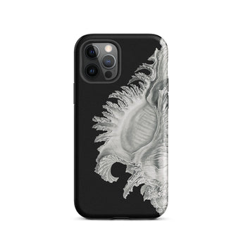 Shell - Ernst Haeckel Black & White Sea Life Phone Case Iphone 12 Pro / Matte Black Phone Case Seashell Design Ernst Haeckel Shell, Black,