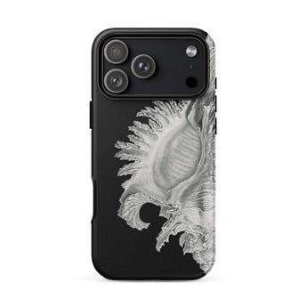 Shell - Ernst Haeckel Black & White Sea Life Phone Case Iphone 17 Pro Max / Matte Black White Seashell Phone Case Textured Design Durable
