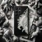 Shell - Ernst Haeckel Black & White Sea Life Phone Case Black Smartphone Case Detailed White Illustration Conch Shell Ernst Haeckel Shell,