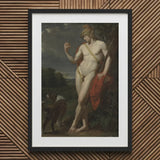 The Shepherd - Jean Baptiste Frederic Desmarais Art Print / Canvas Black-framed Classical Painting Nude Male Figure Phrygian Helmet Sits,