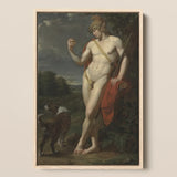 The Shepherd - Jean Baptiste Frederic Desmarais Art Print / Canvas Classical Oil Painting Light Wood Frame Nude Male Phrygian Helmet Sits,