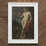 The Shepherd - Jean Baptiste Frederic Desmarais Art Print / Canvas White-framed Classical Painting Nude Male Figure Golden Laurel Phrygian