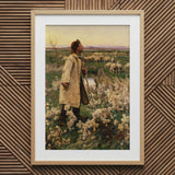 Shepherd - Ruger Donoho Art Print / Canvas Prints Framed Painting Shepherd Cream-colored Fur Coat Amidst White Late 19th-century American,