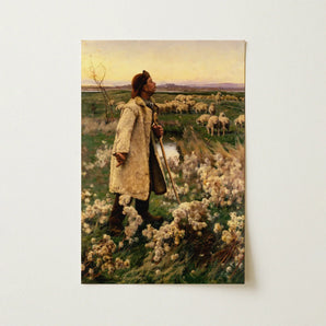 Shepherd - Ruger Donoho Art Print / Canvas Prints Rectangular Canvas Print Pastoral Scene Shepherd Light-colored Textured Late 19th-century
