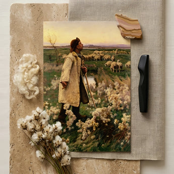 Shepherd - Ruger Donoho Art Print / Canvas Prints Vintage-style Print Shepherd Woolen Coat Amidst Fields Framed Late 19th-century American,