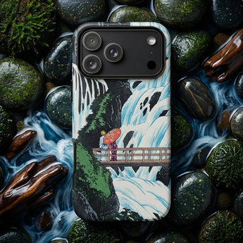 Shiragumo Waterfall - Hiroaki Takahashi Phone Case Phone Case Vibrant Traditional Japanese-style Illustration Two Figures Hiroaki Takahashi