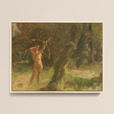 The Shooter - Julius Paulsen Art Print / Canvas Framed Oil Painting Nude Male Figure Olive Grove Jægersborg’s Myth-breeding, Fine Photo,