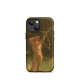 The Shooter - Julius Paulsen Phone Case Iphone 13 Mini / Matte Iphone Case Painted Depiction Nude Male Figure Bow Julius Paulsen’s, Paulsen