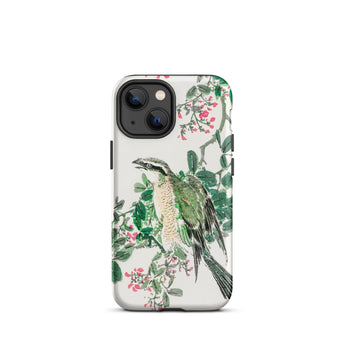 Shrike and Clover - Numata Kashu Meiji Phone Case Iphone 13 Mini / Matte Bird-themed Iphone Case Numata Kashu, Green-feathered Shrike
