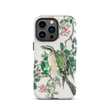 Shrike and Clover - Numata Kashu Meiji Phone Case Iphone 13 Pro / Matte Bird-themed Phone Case Numata Kashu, Green-feathered Shrike